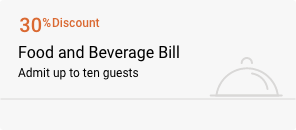 30% Discount on food and beverage bill